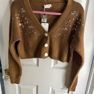 Loves + Friends Cropped Sequin Cardigan